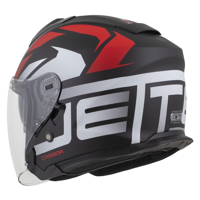 Cassida Jet Tech 2.0 RoTo nyitott motoros bukósisak matt fekete-piros-fehér