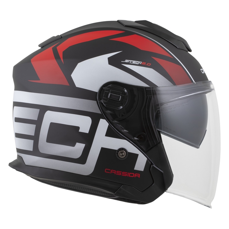 Cassida Jet Tech 2.0 RoTo nyitott motoros bukósisak matt fekete-piros-fehér