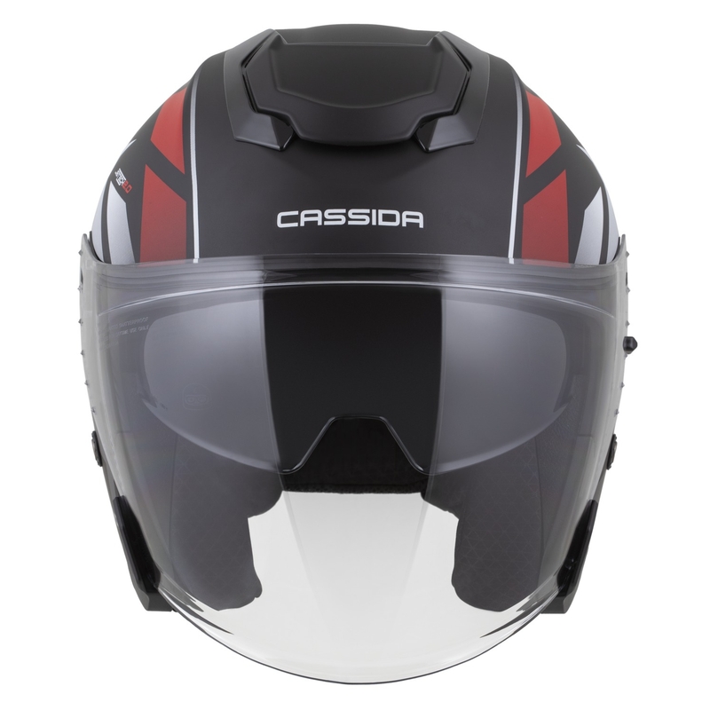 Cassida Jet Tech 2.0 RoTo nyitott motoros bukósisak matt fekete-piros-fehér