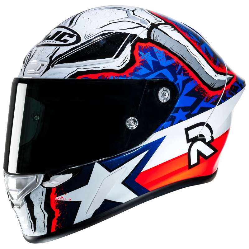 HJC RPHA 1 Garrett Gerloff Replica MC21 zárt motoros bukósisak fehér-kék-piros