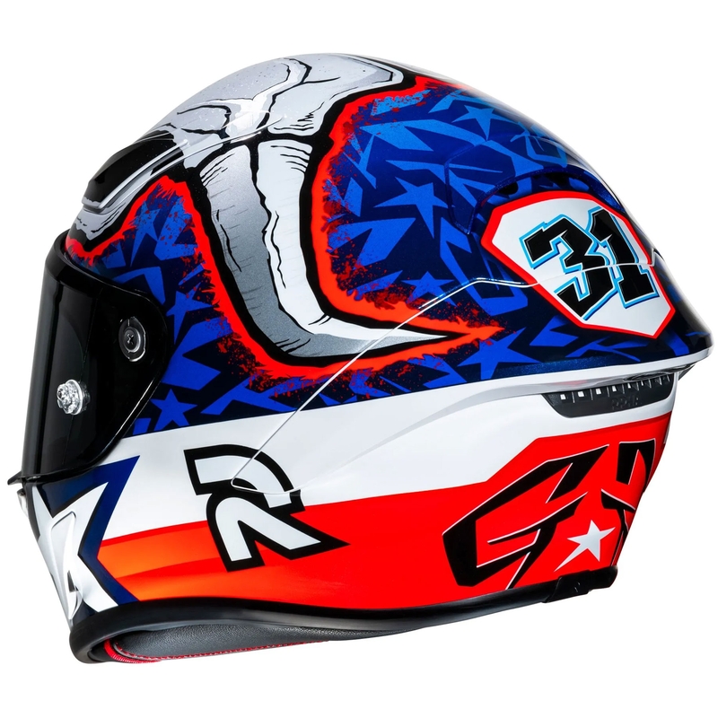 HJC RPHA 1 Garrett Gerloff Replica MC21 zárt motoros bukósisak fehér-kék-piros