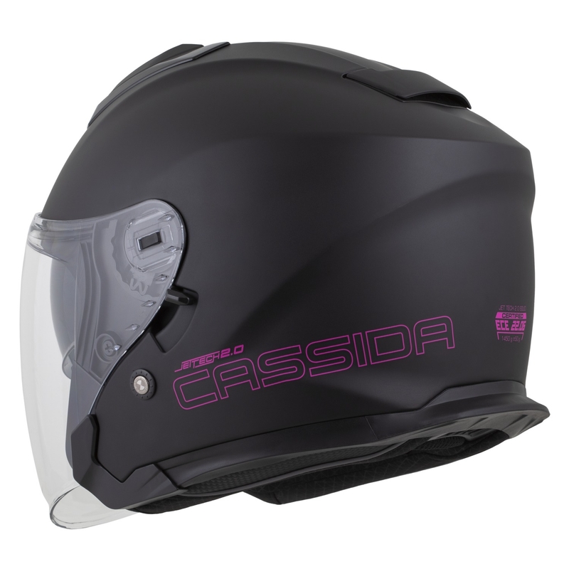 Cassida Jet Tech 2.0 Solid nyitott motoros bukósisak matt fekete-rózsaszín