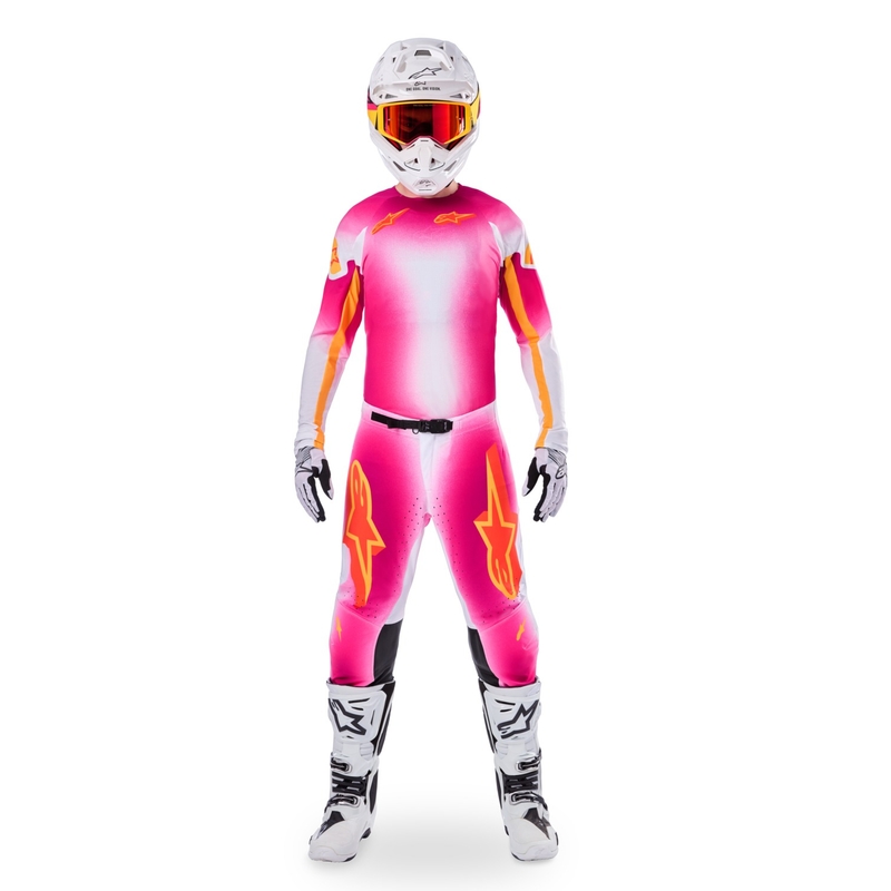Alpinestars Supertech SX AFD limitált kiadású MIG motokrossz nadrág fluo rózsaszín-fehér-narancssárga