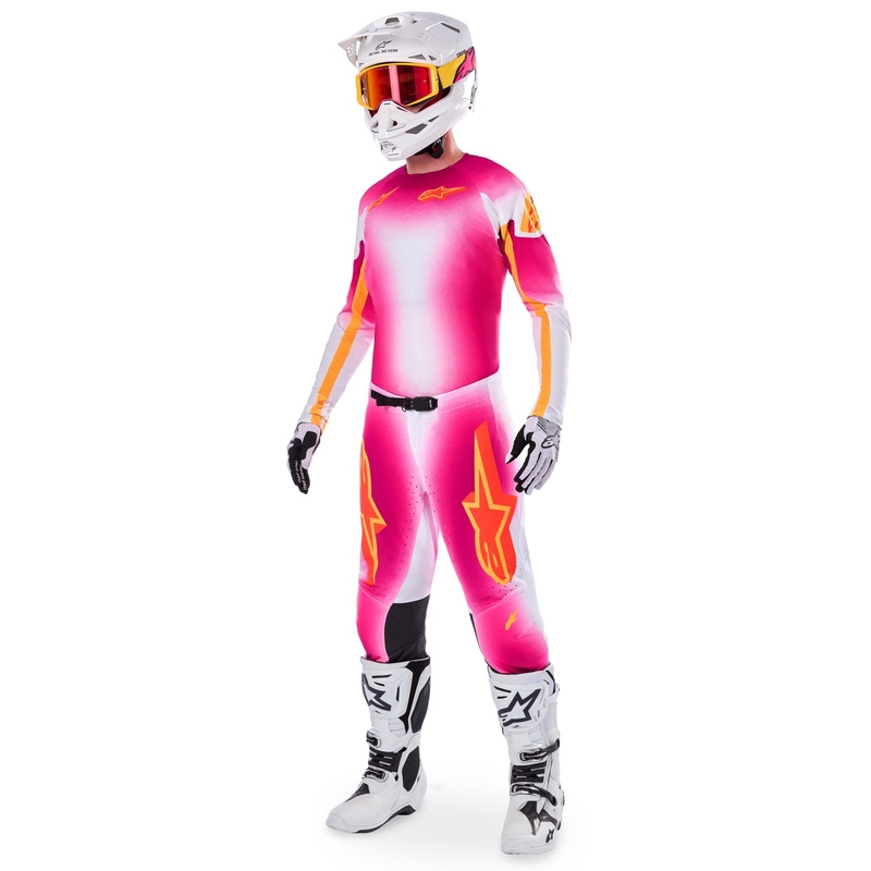 Alpinestars Supertech SX AFD limitált kiadású MIG motokrossz nadrág fluo rózsaszín-fehér-narancssárga