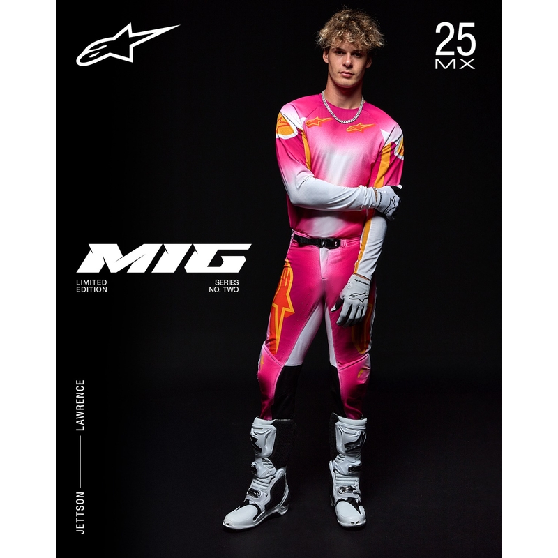 Alpinestars Supertech SX AFD limitált kiadású MIG motokrossz nadrág fluo rózsaszín-fehér-narancssárga