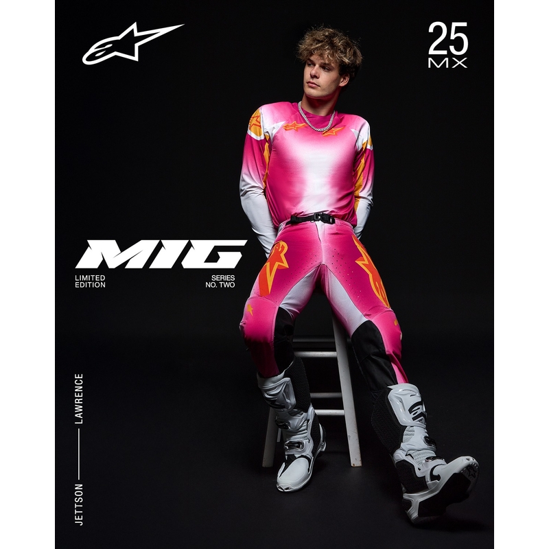 Alpinestars Supertech SX AFD limitált kiadású MIG motokrossz nadrág fluo rózsaszín-fehér-narancssárga