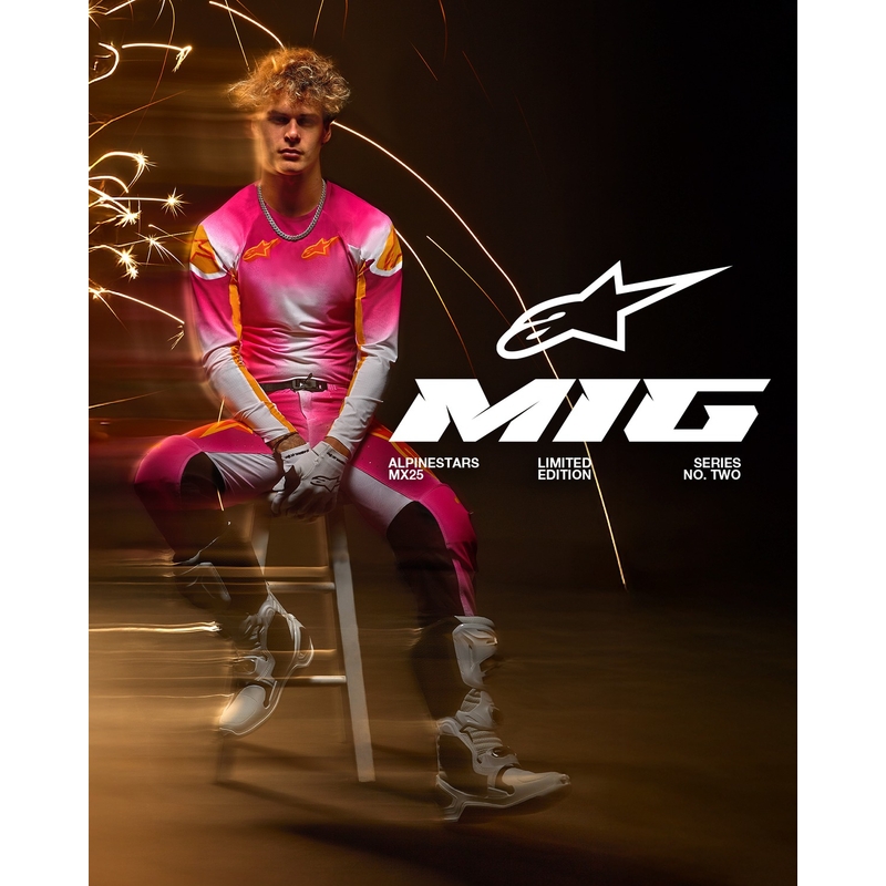 Alpinestars Supertech SX AFD limitált kiadású MIG motokrossz nadrág fluo rózsaszín-fehér-narancssárga