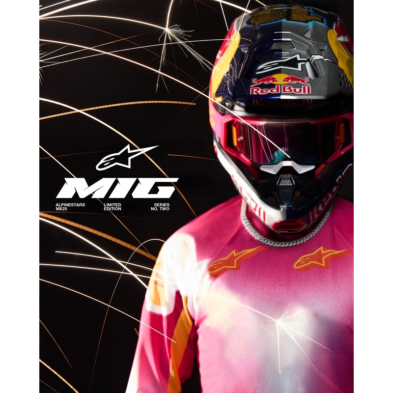 Alpinestars Supertech SX AFD limitált kiadású MIG motokrossz nadrág fluo rózsaszín-fehér-narancssárga