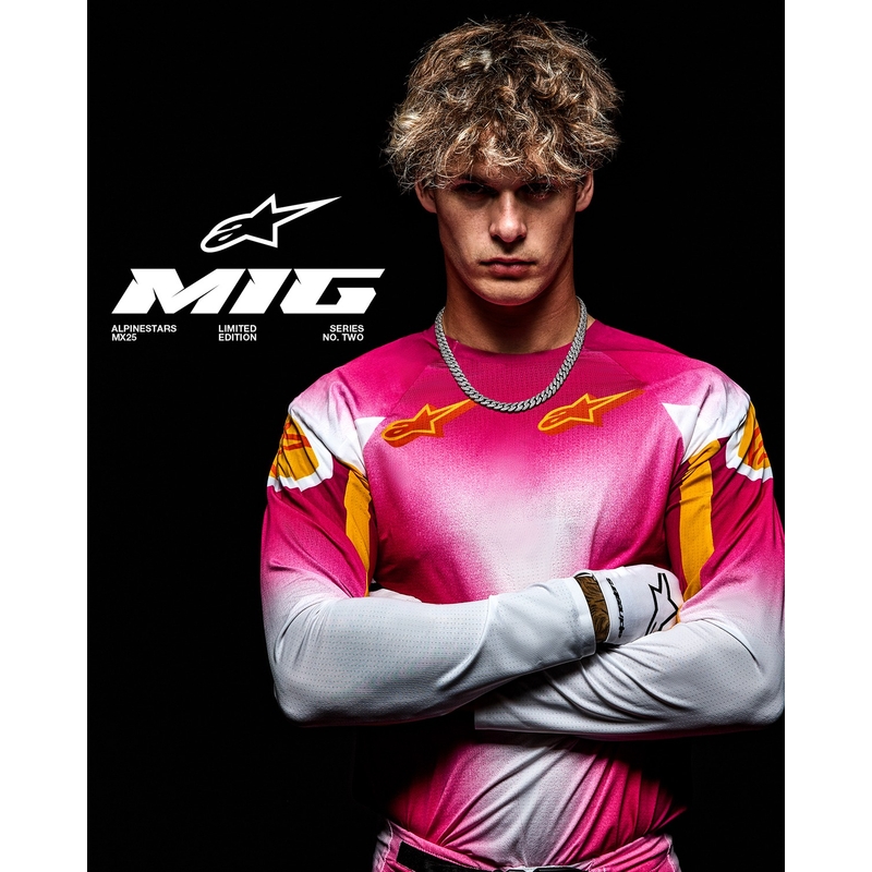 Alpinestars Supertech SX AFD limitált kiadású MIG motokrossz nadrág fluo rózsaszín-fehér-narancssárga