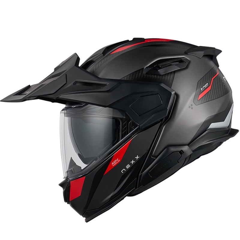 Nexx X.Lifecountry Terra felnyitható motoros bukósisak  matt szürke-piros kiárusítás