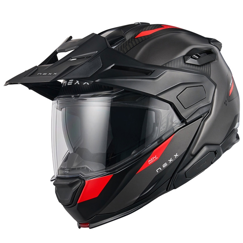 Nexx X.Lifecountry Terra felnyitható motoros bukósisak  matt szürke-piros kiárusítás