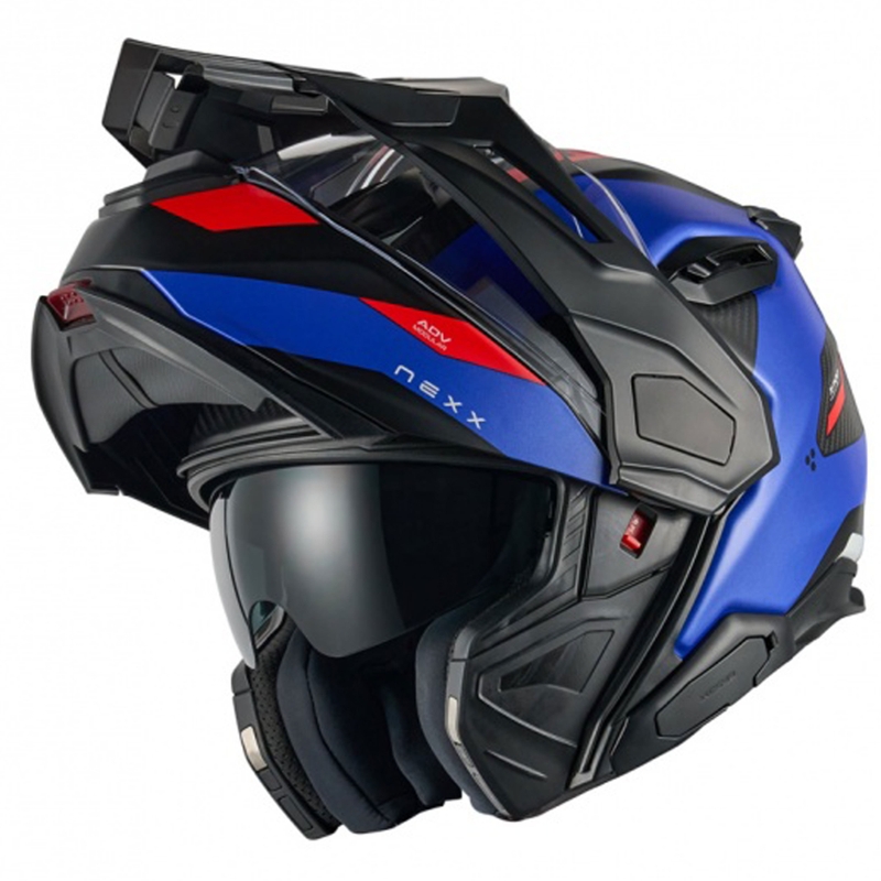 Nexx X.Lifecountry Terra felnyitható motoros bukósisak matt kék-piros kiárusítás