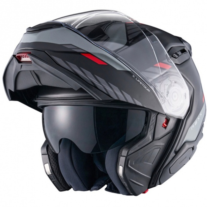 Nexx X.Lifetour Globe felnyitható motoros bukósisak matt fekete-piros
