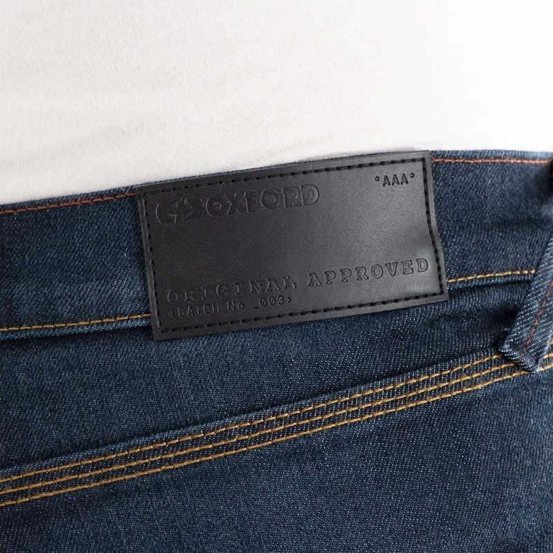 Oxford Original Approved AAA Slim Jeans motoros farmernadrág koptatott kék