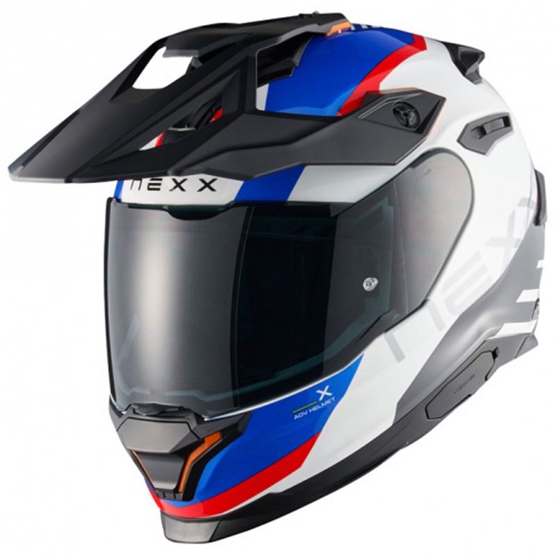 NEXX Y.TRAVL Quest enduro motoros bukósisak fehér-kék-piros
