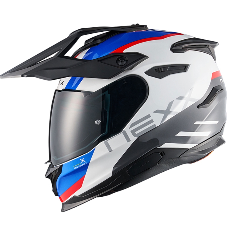 NEXX Y.TRAVL Quest enduro motoros bukósisak fehér-kék-piros