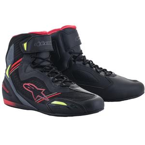 Alpinestars Faster 3 Rideknit motoros cipő fekete-piros-fluo sárga-szürke