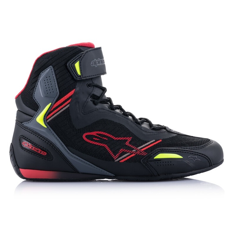 Alpinestars Faster 3 Rideknit motoros cipő fekete-piros-fluo sárga-szürke