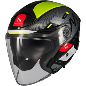 MT Cosmo SV Silence nyitott motoros bukósisak fekete-fluo sárga