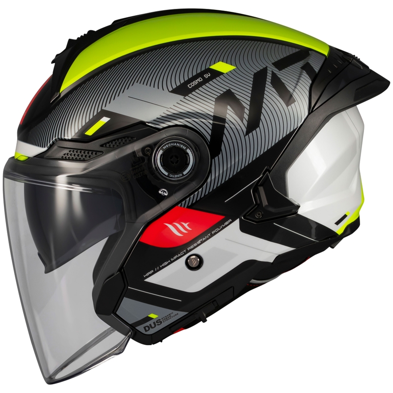 MT Cosmo SV Silence nyitott motoros bukósisak fekete-fluo sárga