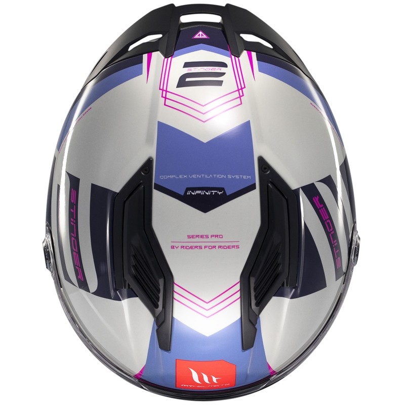 MT Stinger 2 Tron zárt motoros bukósisak szürke-lila-rózsaszín