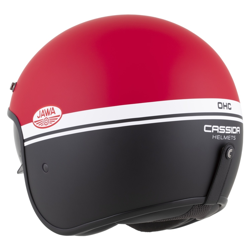 Cassida Oxygen 2.0 Jawa OHC nyitott motoros bukósisak matt piros-fekete-fehér