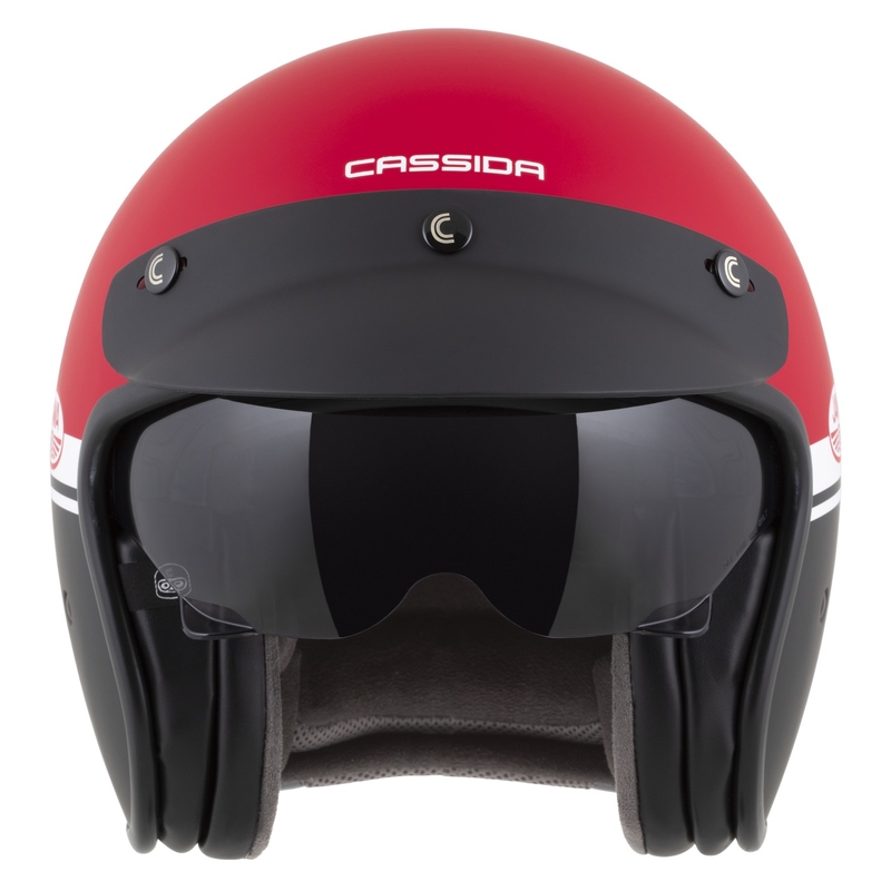 Cassida Oxygen 2.0 Jawa OHC nyitott motoros bukósisak matt piros-fekete-fehér