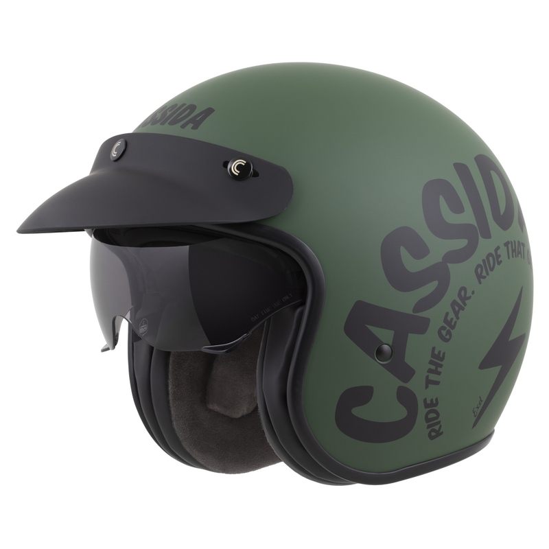 Cassida Oxygen 2.0 Gear nyitott motoros bukósisak matt zöld-fekete