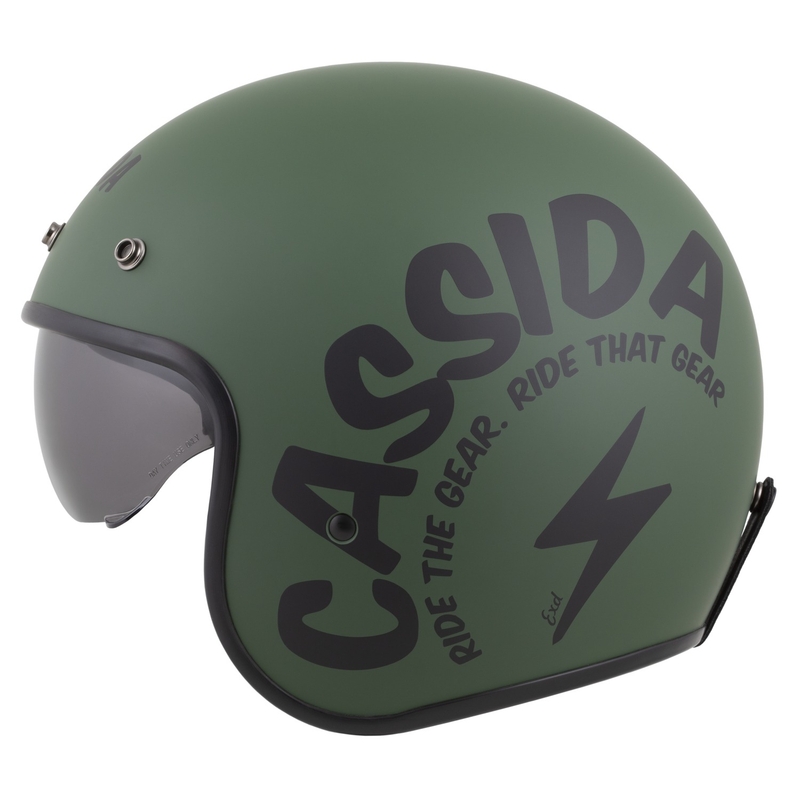 Cassida Oxygen 2.0 Gear nyitott motoros bukósisak matt zöld-fekete