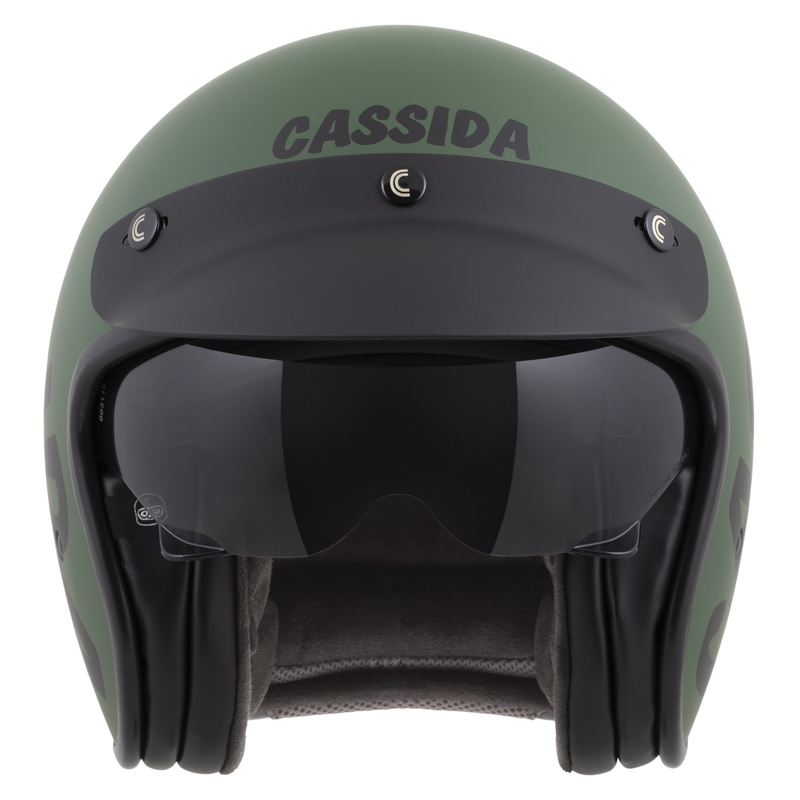 Cassida Oxygen 2.0 Gear nyitott motoros bukósisak matt zöld-fekete