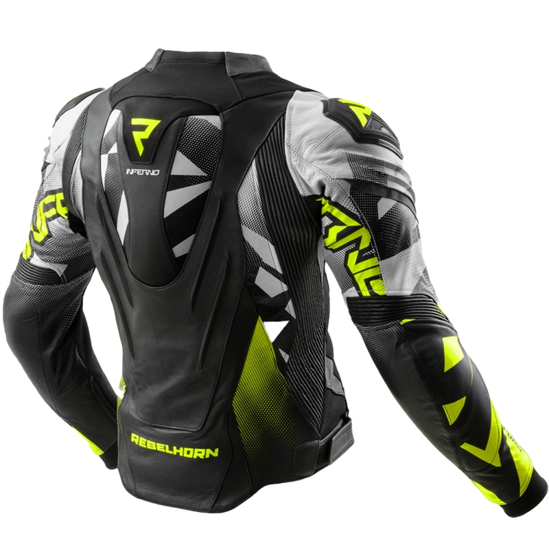 Rebelhorn Inferno motoros bőrkabát fekete-fluo sárga