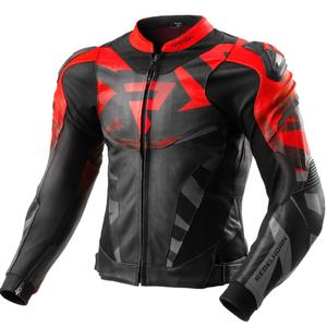 Rebelhorn Inferno motoros bőrkabát fekete-fluo piros