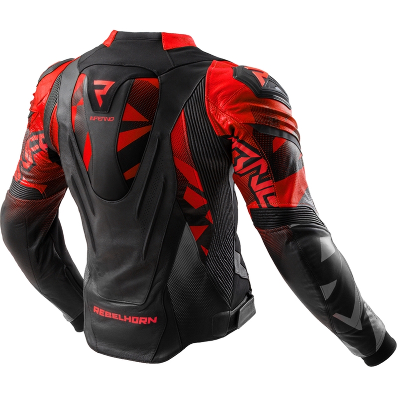 Rebelhorn Inferno motoros bőrkabát fekete-fluo piros