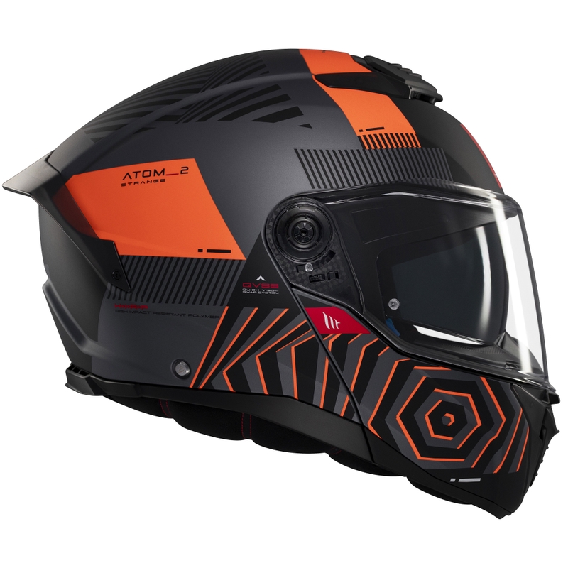 MT Atom 2 SV Strange felnyitható motoros bukósisak matt szürke-fekete-narnacssárga