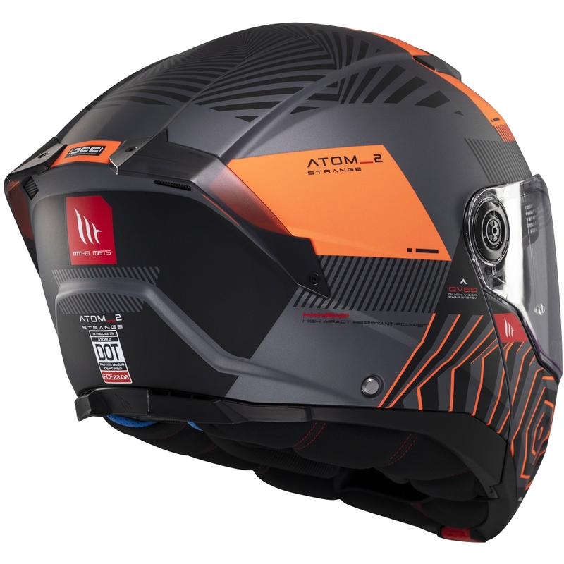 MT Atom 2 SV Strange felnyitható motoros bukósisak matt szürke-fekete-narnacssárga