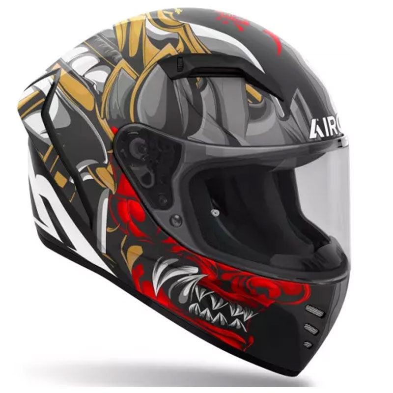 Airoh Connor Samurai zárt motoros bukósisak matt fekete-piros-barna-szürke