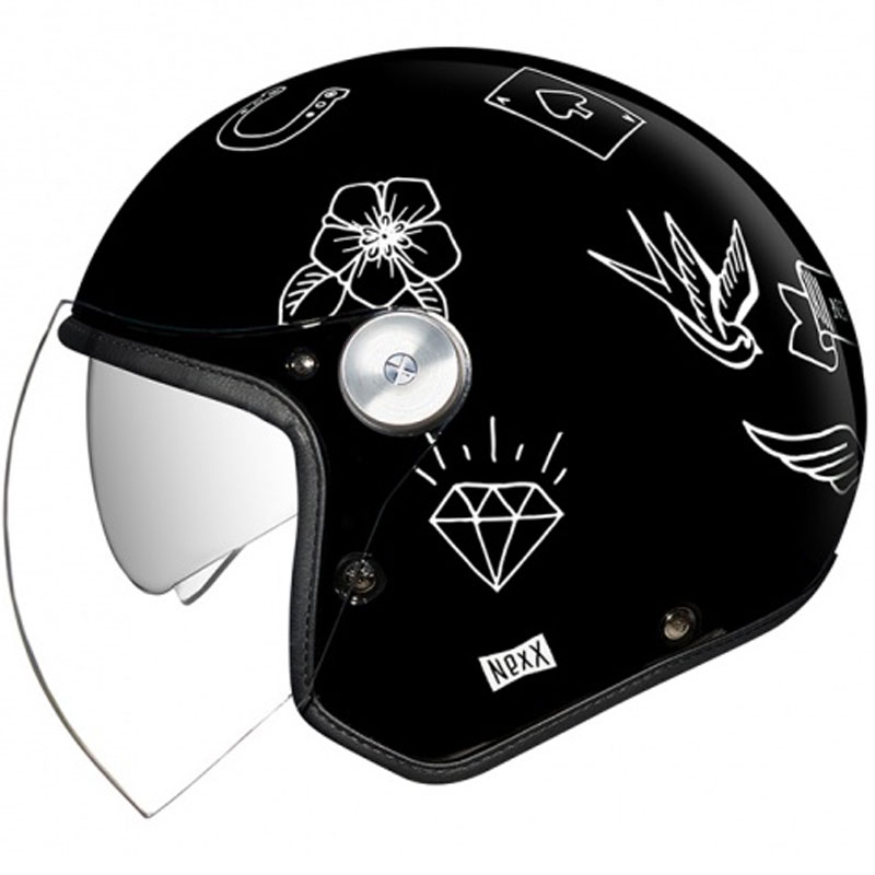 Nexx X.G30 Tattoo nyitott motoros bukósisak fekete-fehér