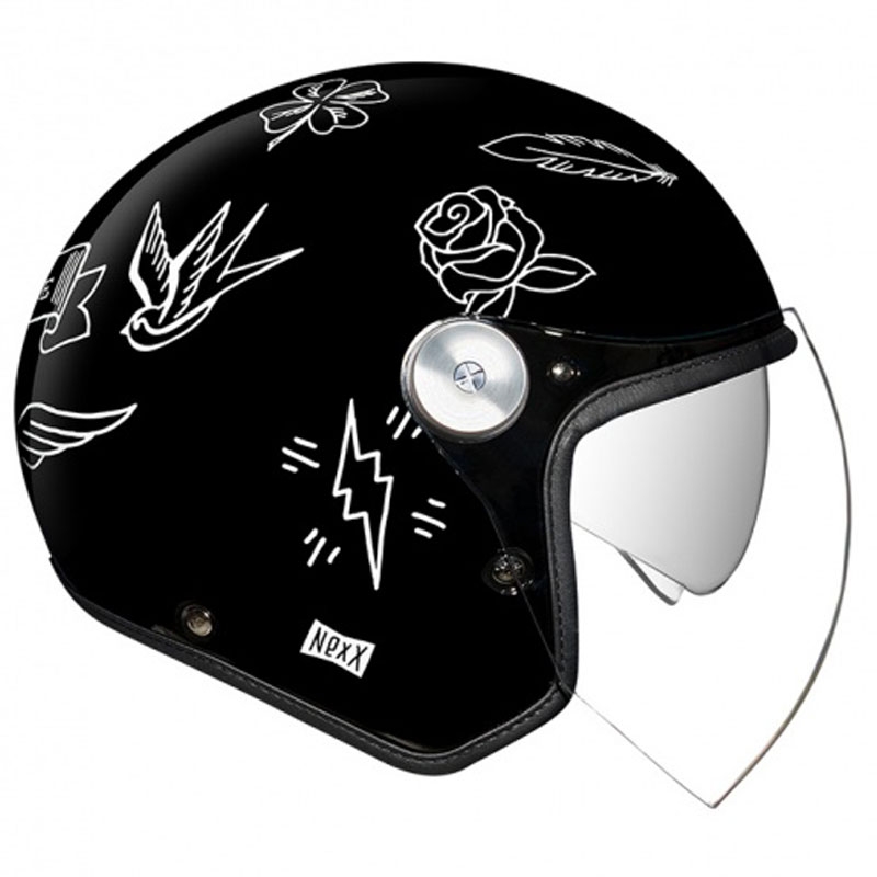 Nexx X.G30 Tattoo nyitott motoros bukósisak fekete-fehér