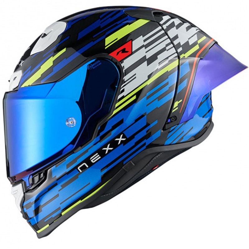 Nexx X.R3R Glitch Racer zárt motoros bukósisak kék-fluo sárga kiárusítás