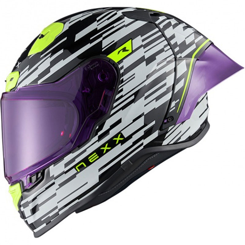 Nexx X.R3R Glitch Racer zárt motoros bukósisak fehér-fluo sárga kiárusítás