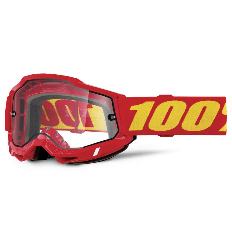 100% ACCURI 2 Enduro motokrossz szemüveg piros dupla átlátszó plexivel
