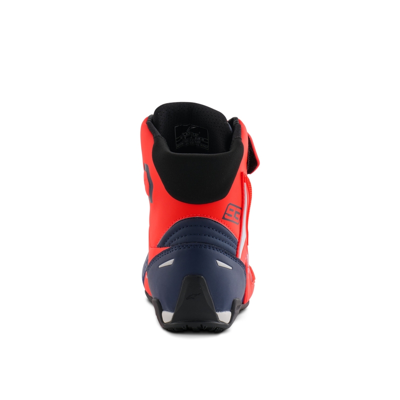 Alpinestars Faster-4 kollekció MM93 motoros cipő fluo piros-kék-fehér