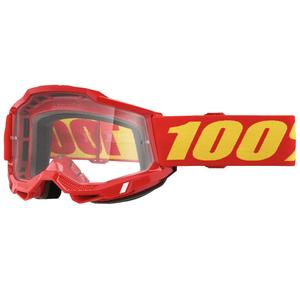 100% ACCURI 2 gyerek motocross szemüveg piros, átlátszó plexivel