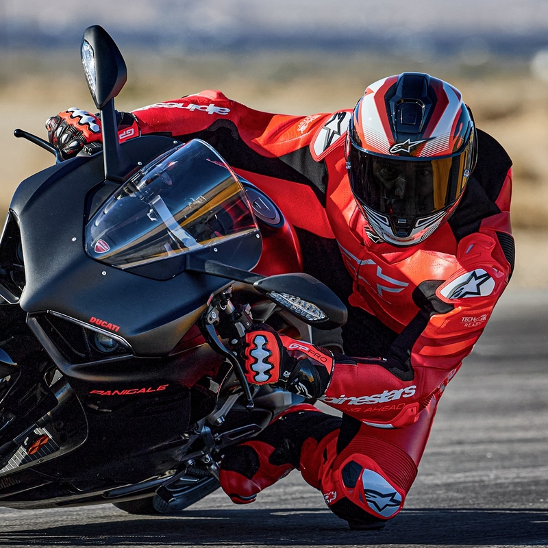 Alpinestars GP Plus V4 Sprint, Tech-air kompatibilis egyrészes bőr motoros overál fluo piros-piros-fehér-fekete
