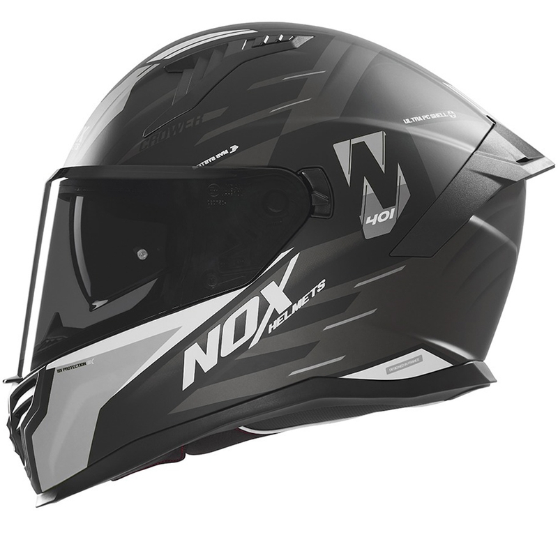 NOX N401 Crower zárt bukósisak matt fekete-ezüst