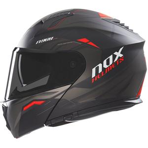 NOX N968 Ultra felhajtható motoros bukósisak matt fekete-piros