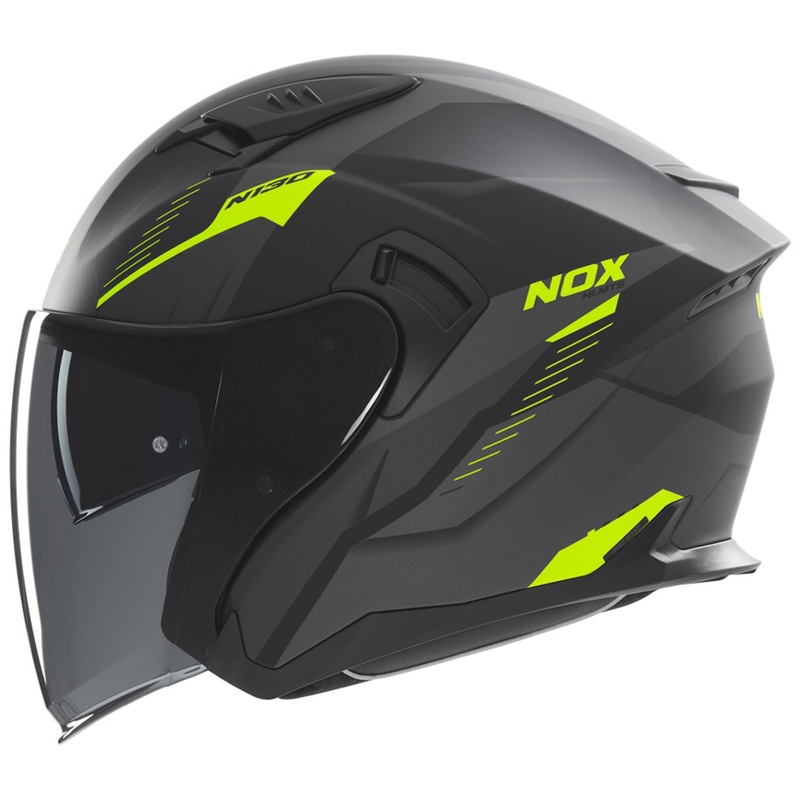 NOX N130 Myst nyitott sisak matt fekete-fluo sárga