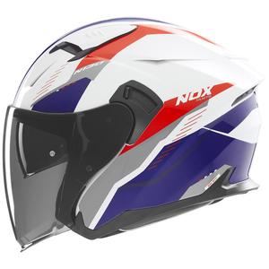 NOX N130 Myst nyitott sisak fehér-kék-piros