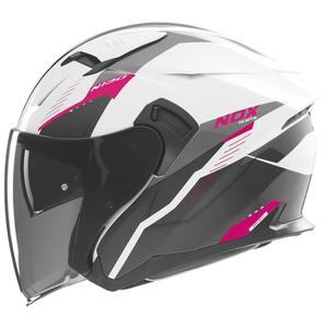 NOX N130 Myst nyitott sisak fehér-fekete-rózsaszín