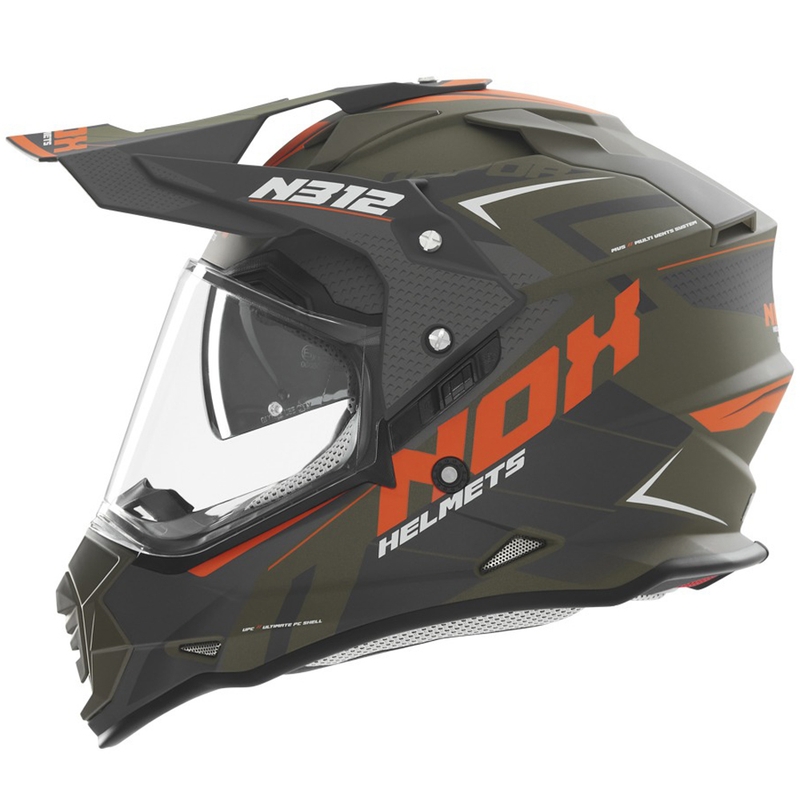 NOX N312 Vapor enduro motorkerékpár sisak matt khaki-narancssárga